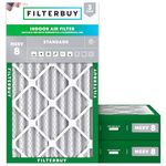 Filterbuy 16x24x4 Air Filter MERV 8 Dust Defense (3-Pack), Pleated HVAC AC Furnace Air Filters Replacement (Actual Size: 15.38 x 23.38 x 3.63 Inches)