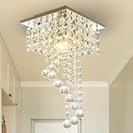 Finktonglan Mini Crystal Chandelier, Modern Ceiling Light Fixture Flush Mount Pendant Lighting for Bedroom, Living Room, Dining Room, Hallway, Kitchen