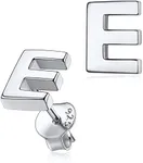 Stud Earrings with Initial Women Sterling Silver Heart Letter Charms Jewelry for Women Letter E Silver