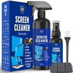 Screen Cleaner PRO Evolution Kit for TV, PC, Laptop, Phone, Camera, Glasses & Monitors – 500ml Daily Spray, 30ml Travel Spray, 3X Terry Cloth Wipe, Brush & Streak-Free Cleaning Formula