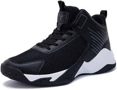 BEOAPT Men's Basketball Shoe High-Top Athletic Running Sneakers Outdoor Trainers Non-Slip Lightweight Cushioning Workout Sport Shoes US 7-13, Black, 9.5