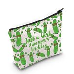 LEVLO Funny Pickle Cosmetic Bag Pickle Food Costume Party Gift Just A Girl Who Loves Pickles Makeup Zipper Pouch Bag Pickle Lover Gift For Women Girls, Pickles, Cosmetic Bag