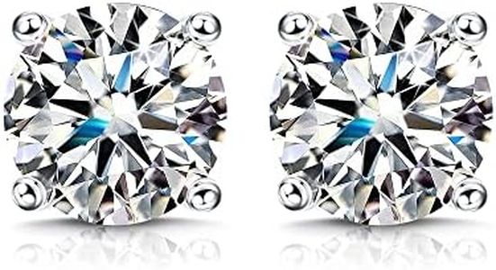 KRFY Orecchini Moissanite 1ct 2ct Brillante Taglio Rotondo D Colore VVS1 Orecchini con Diamanti Creati 18 K Placcato Oro Bianco Orecchini Moissanite in Argento con Parte Posteriore in Silicone 4-8 MM