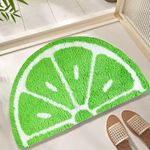 Thick Green Playtime Cozy Lemon Cute Fruits Half Round Shaped Bedroom Bathroom Doorway Kitchen Floor Rug Carpet Water Absorption Non-Slip mat for Bath Room (Green, 50x80CM)
