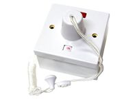 S-LINE 45 Amp Shower Switch Ceiling Pull Cord Comes with 44mm Surface Backbox - Double Pole