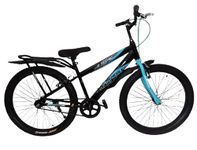 Hercules Wildrock 24T Ranger Cycle With Single Speed Carrier | 95% Assembled Bicycle | Free Bell Bottle Lock | Boys Girls | Age 9-13Years | Black Blue, Rigid, City Bike, 15 Inches