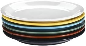 Bruntmor Ceramic Pasta Premium Colorful Stoneware Salad Plates- Simple but Modern Dinnerware - Easy To Clean - Space Saving Design - Perfect for Serving Salads, Pasta - Assorted Colors - Set of 6