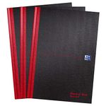 Oxford Black n' Red A4 Recycled Notebook, Hardback Casebound, Lined, 192 pages (Pack of 3)