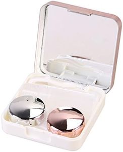 Caja de Lentes de Contacto Kit de Viaje ROSENICE Estuche Lentillas con Pinza Aplicador Palo Botella de Solución Espejo Incorporado (Rosa Claro)