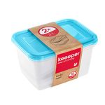 keeeper Food Storage Containers, Set of 2, 2 x 2 l, 20.5 x 15.5 x 10.5 cm, Fredo Fresh, Transparent Blue