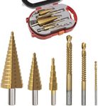 6Pcs HSS Titanium Coated Drill Bit Set with Case, 3 Step Drill Bits + 3 Serrated Drill Bits for Metalworking, Woodworking, Hole Drilling, Multiple Hole Stepped Up Bits for DIY Lovers