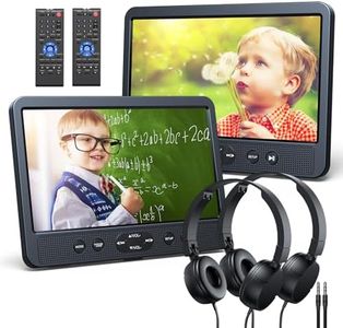 NAVISKAUTO 10.1'' Dual Car DVD Players with HDMI Input Wall Charger 2 Headphones Support Region Free, Last Memory, AV in & AV Out, USB/TF Card, Play a Same or Two Different Movies (2 X DVD Player)