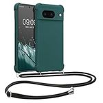 kwmobile Crossbody Case Compatible with Google Pixel 8 Case - TPU Silicone Cover with Strap - Petrol