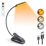 Glocusent Lightweight Rechargeable 10 Led Amber Book Light For Reading In Bed, Clip-On Eyecare Warm Reading Light Up To 80Hrs, 3 Brightness Dimmable X 3 Color Modes, Perfect For Readers & Kids - Abs