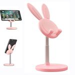 TheBrandMEE Tabletop Rabbit/Bunny Mobile Stand for Table- iPhone Stand - Angle Height Adjustable and Case Friendly Mobile Holder, Compatible for All Mobile Phones, iPhone, iPad, Tablet (Pink)