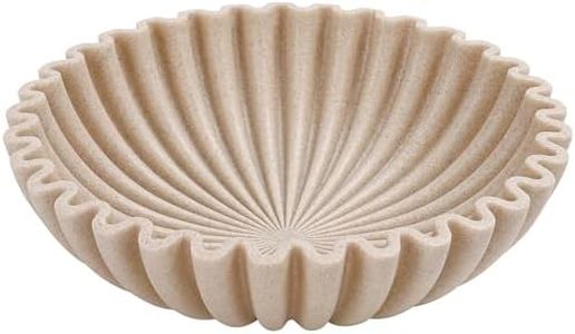 YMXYJM Large Decorative Bowl, Modern Handicraft Bowls for Home Decor, Fruit Bowl for Kitchen Counter, Ruffle Decor, Stylish Key Bowl for Entry Table, Artificial Stone Beige