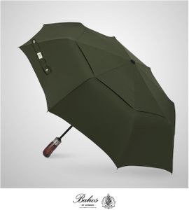 Balios Folding Umbrella – Wood Handle, Auto Open/Close, Olive Green