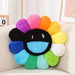 FIONOUT Flower Pillow,Flower Shaped Throw Pillow,Flower Face Floor Cushions Floor Pillow,Colorful Sunflower Plush Pillow,Cute Room Decor Decorative Pillows for Sofa Bedroom Car(60CM/23.6in)