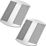 Boao 2 Pieces Metal Hair Combs for Women Men Beard Combs Metal Mustache Comb Lice Comb Wallet Fine Cutting Comb Teasing Barber Comb Stainless Steel Hair Styling Cutting Comb(Silver)