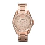 Fossil Watch for Women Riley, Quartz Multifunction Movement, 38 mm Rose Gold Stainless Steel Case with a Stainless Steel Strap, ES2811