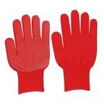 SEFLICA Sports PVC-Dotted Cotton Gloves for Enhanced Grip - Ideal for Cricket, Biking, Outdoor Adventures, and Work (Pair, Red)