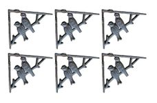 6 Cast Iron Brackets with Birds Sparrow Bookshelf Corbels