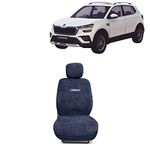 Kingsway® Towel Fabric Car Seat Covers Compatible with Skoda Kushaq (Year 2021 Onwards), 100% Cotton, Grey Cclor, Complete Set of All Seats (Car Specific Front + Rear Seat Covers)