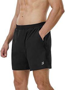 Roadbox Men's 5 Inch Running Athletic Quick Dry Lightweight Shorts with Zipper Pockets for Workout Gym Exercise Black