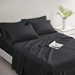 Comfort Spaces Microfiber Bed Sheets Set 14" Deep Pocket, Wrinkle Resistant, All Around Elastic - Year-Round Cozy Bedding Sheet, Matching Pillow Cases, King, Black 6 Piece