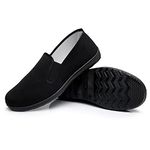 Chinese Kung Fu Slippers Canvas Martial Arts Tai Chi Shoes Rubber Sole Unisex All Black, Black, 11.5 Women/10.5 Men