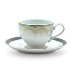 Noritake Japan - Porcelain Tea Cup Saucer Set Of 12,Service For 6 - Kitchen & Dining Luxury Gold Tableware Coffee And Tea Mug Set In Gift Box - Hearth Collection Royal Fountain Tea Set,215 ML