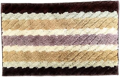 Tache 20 X 32 Inch Neutral Brown Coral Beach Striped Patterns Area Bath Bathroom Rug Mat