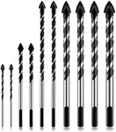 COMOWARE Concrete Drill Bit,10 pcs Masonry Drill Bit, 1/8” to 1/2”, Carbide Drill Bit Set for Tile, Glass, Brick, Ceramic Drill Bit for Pots, Cement Drill Bits, Brick Drill Bits with Triangle Handle