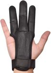 DMoose Archery Glove, Leather Gloves for Recurve & Compound Bow, Non-Slip Padded Tips for Grip Stability - Three Finger Protected Design Archery Finger tab, Archery Accessories for Men, Women & Youth