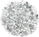 iShyan Fire Glass for Propane Fire Pit, 1 lb 1/2 inch White Reflective Fire Glass Rocks for Gas Fireplace Firepit Outdoor Fire Table Landscaping