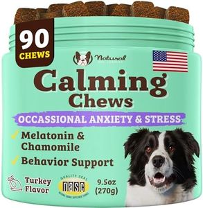 Natural Dog Company Calming Bites (90 Chews), Peanut Butter and Bacon Flavor, Chewable Treats with Melatonin for Dogs, Promotes Relaxation & Composure for Daily Stress, Supports Balanced Behavior