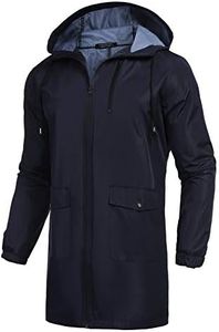 COOFANDY Men's Rain Coats With Hood Waterproof Rain Jacket With Pockets Trench Raincoat Men