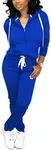 Nimsruc Jogging Suits for Women 2 Piece Casual Long Sleeve Tracksuit Hooded Zipper Pants Set Blue S