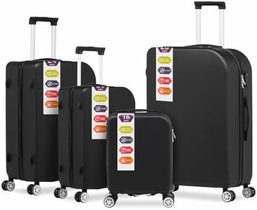 Advwin Luggage Set 4 PCS, 16"/20"/24"/28" Hard Shell Traveller Bag, Carry On Travel Luggage Suitcase with Spinner Wheels & TSA Lock for Travel Business Black Luggage Set