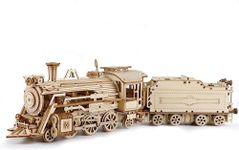 ROWOOD DIY Steam Train 3D Puzzle, Wooden Model Kits for Adult to Build, Toy Building Jigsaw Puzzle, Mechanical Car Kit for Teens for Christmas