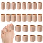 24 Pieces Toe Separators 3 Size, Inside Soft Gel Toe Spacers Tubes, Toe Finger Sleeves Protectors for Bunion, Hammer Toe, Callus, Corn, Blister, Cushions Corns (24)