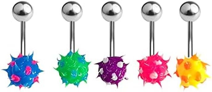 BodyJewelryOnline Belly Button Ring Navel Piercing With Spike Silicone Ball