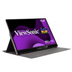 ViewSonic 15.6 Inch 1080p Portable Monitor with 2 Way Powered 60W USB C, IPS, Eye Care, Dual Speakers, Built in Stand with Cover (VG1655) , Black