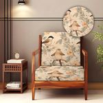 Decorian Soft Velvet Stretchable Printed Solid Sofa Slipcovers, Wooden Sofa Seat Cover, Sofa Back Cushion Covers (Pack of 10, Peach Bird)