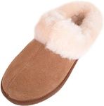 SNUGRUGS Women's Harriet Sheepskin Slipper Mule with Cuff - Chestnut - UK 6