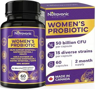 New! Nutravonic Probiotics for Women - 50 Billion CFUs Per Delayed Release Capsule. 15 Diverse Strains, including strains Limosilactobacillus Reuteri (lactobacillus reuteri) & lactobacillus gasseri. Support Gut Health, Bloating Relief & Digestion - 2 Month Supply