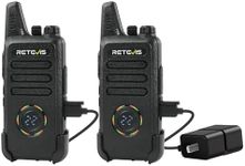 Retevis RT22S Walkie-Talkies Rechargeable,Small Walkie Talkies for Adults,VOX Alarm Channel Signal Display,Compact Two Way Radios for Family Community Gift Skiing(2 Pack)