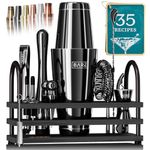 Pro Cocktail Kit | Mixology Bartender Kit | 14-Piece Cocktail Shaker Set | Martini Home Bartending Bar Accessories | Incl. 35 Recipe Cards | Gift Set (800ml/28oz Boston Shaker, Jet Black/Black)