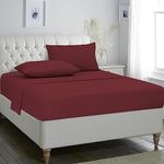 Home Beyond & HB design - 4-Piece Bed Sheets Set - Solid Bedding Sheet Set with Deep Pocket - Super Soft Brushed Microfiber - Winkle and Fade Resistant Easy Care - (Full or Double Size, Burgundy)