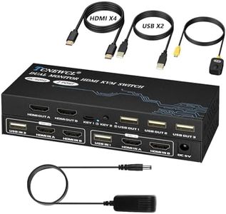 Dual Monitor HDMI KVM Switch with UK Powered Supply, 4K@60Hz KVM Switch for 2 Monitors 2 Computers, Support HDCP 2.2, Included 4 HDMI Cable and 2 USB Cable